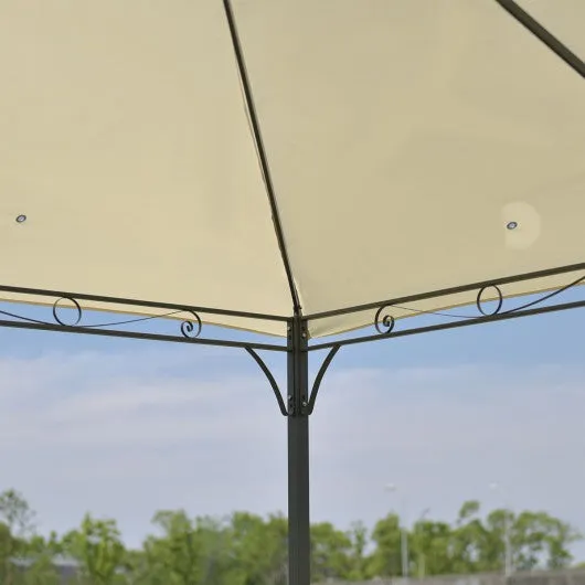 10' x 10' Garden Square Gazebo Canopy Tent Shelter Awning-Beige