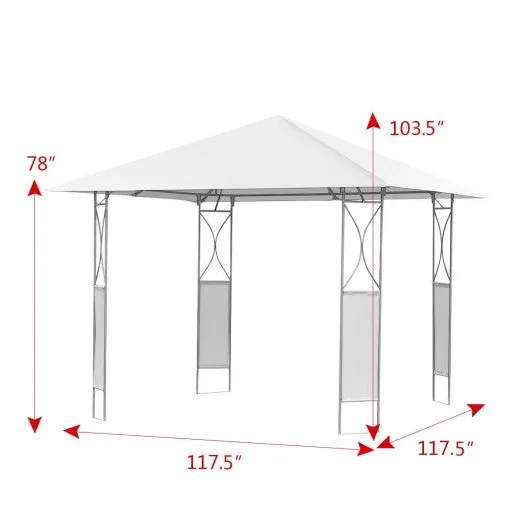 10' x 10'  Patio Square Gazebo Canopy Tent Shelter-Beige