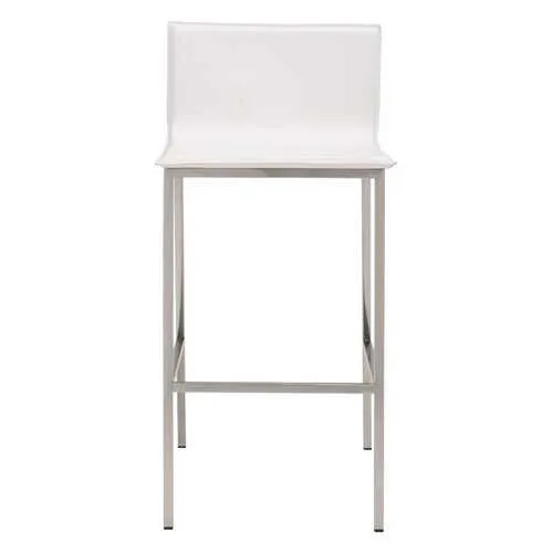 18.5" x 21.1" x 39" White, Leatherette, Stainless Steel, Barstool