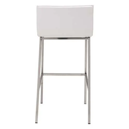 18.5" x 21.1" x 39" White, Leatherette, Stainless Steel, Barstool