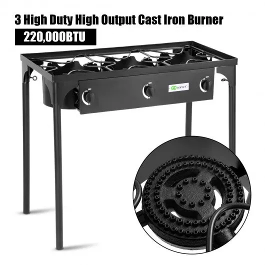 225 000-BTU Portable Propane 3 Burner Gas Cooker