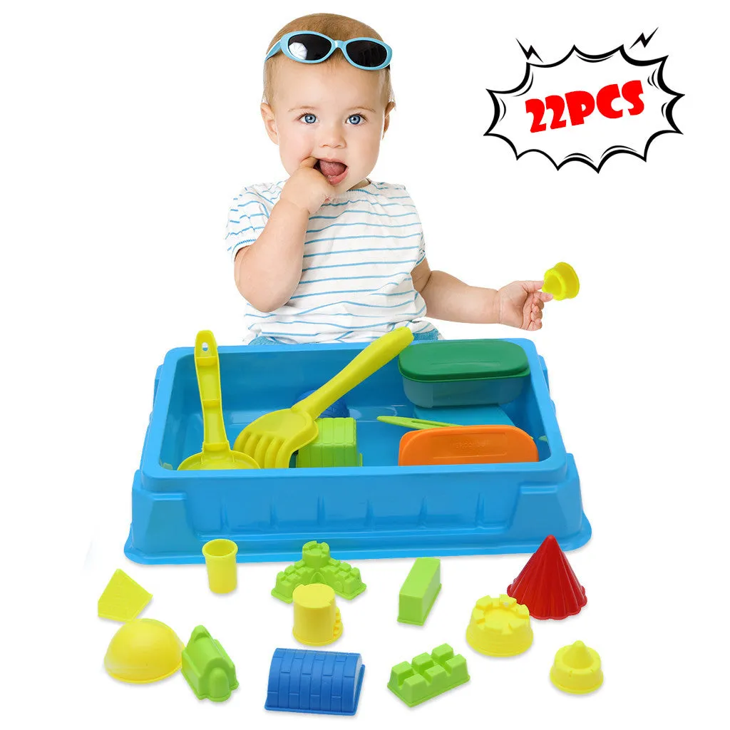 22PCs Kids Beach Toys Set Molds Tools Sandbox Toys On Summer Beach Holiday