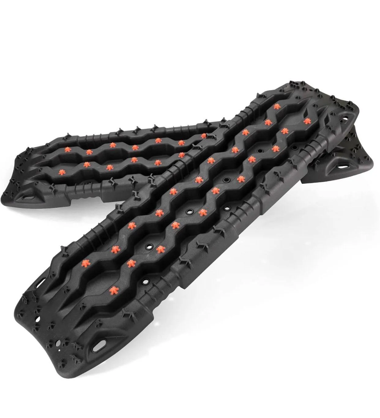 2x All-Terrain Traction Boards for Sand, Mud, Snow (Black & Red)