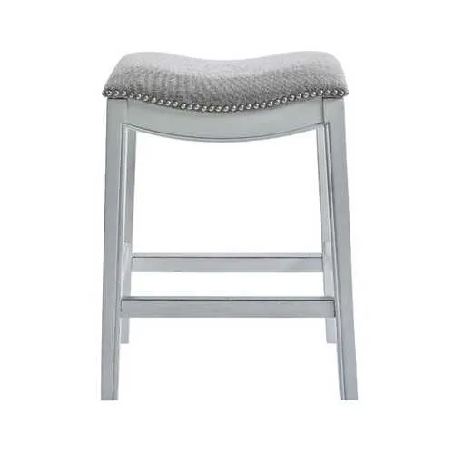 31" White Finished Solid Wood Bar Stool