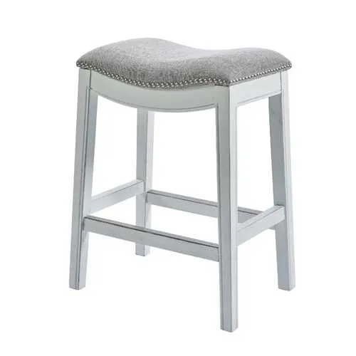 31" White Finished Solid Wood Bar Stool