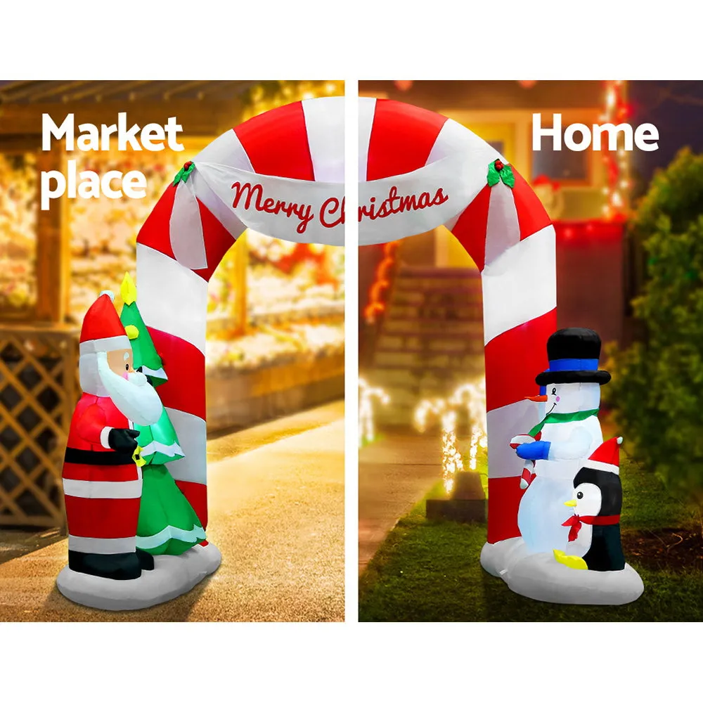 3M Illuminated Christmas Inflatable Archway - UV Resistant, Built-in LEDs, Jingle Jollys