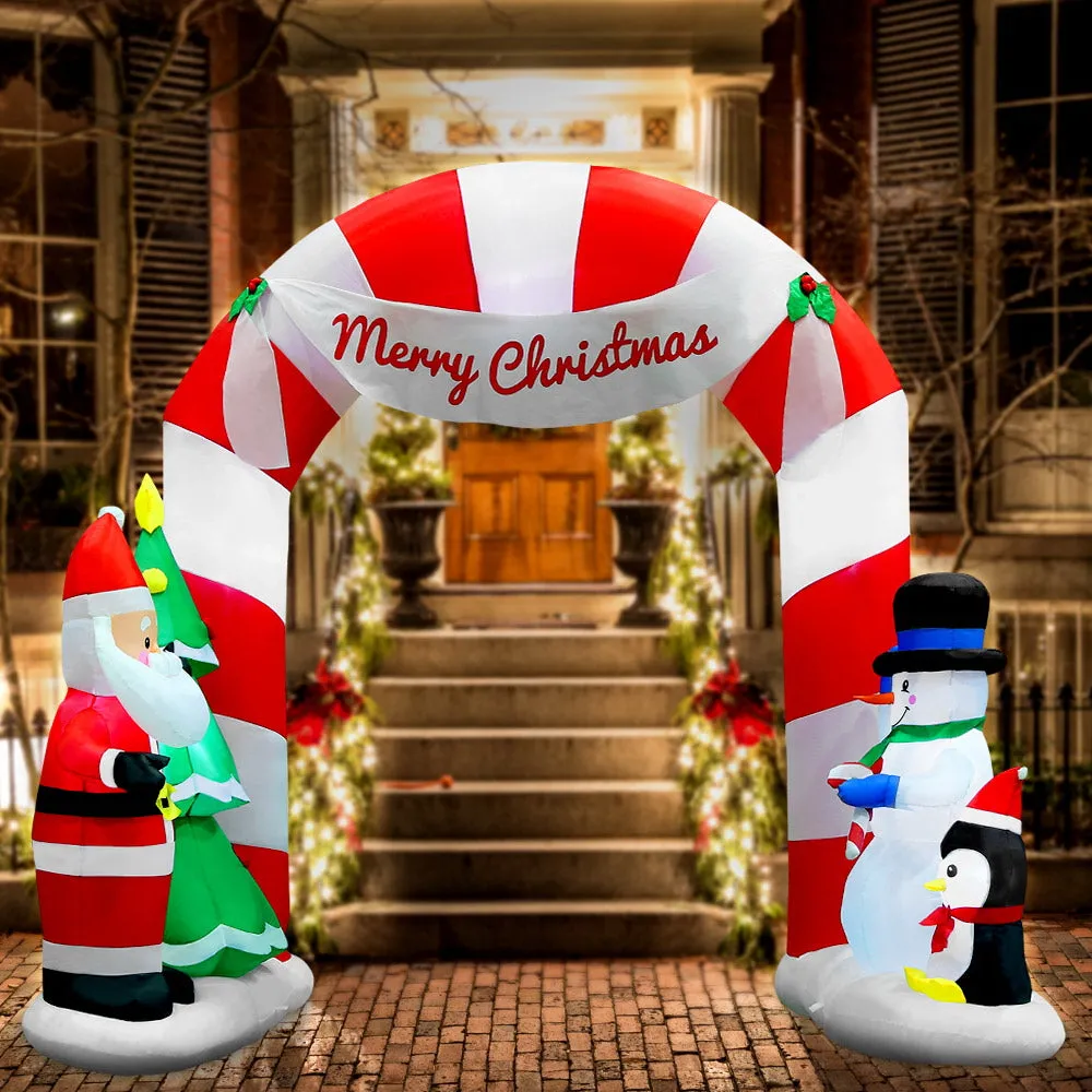 3M Illuminated Christmas Inflatable Archway - UV Resistant, Built-in LEDs, Jingle Jollys