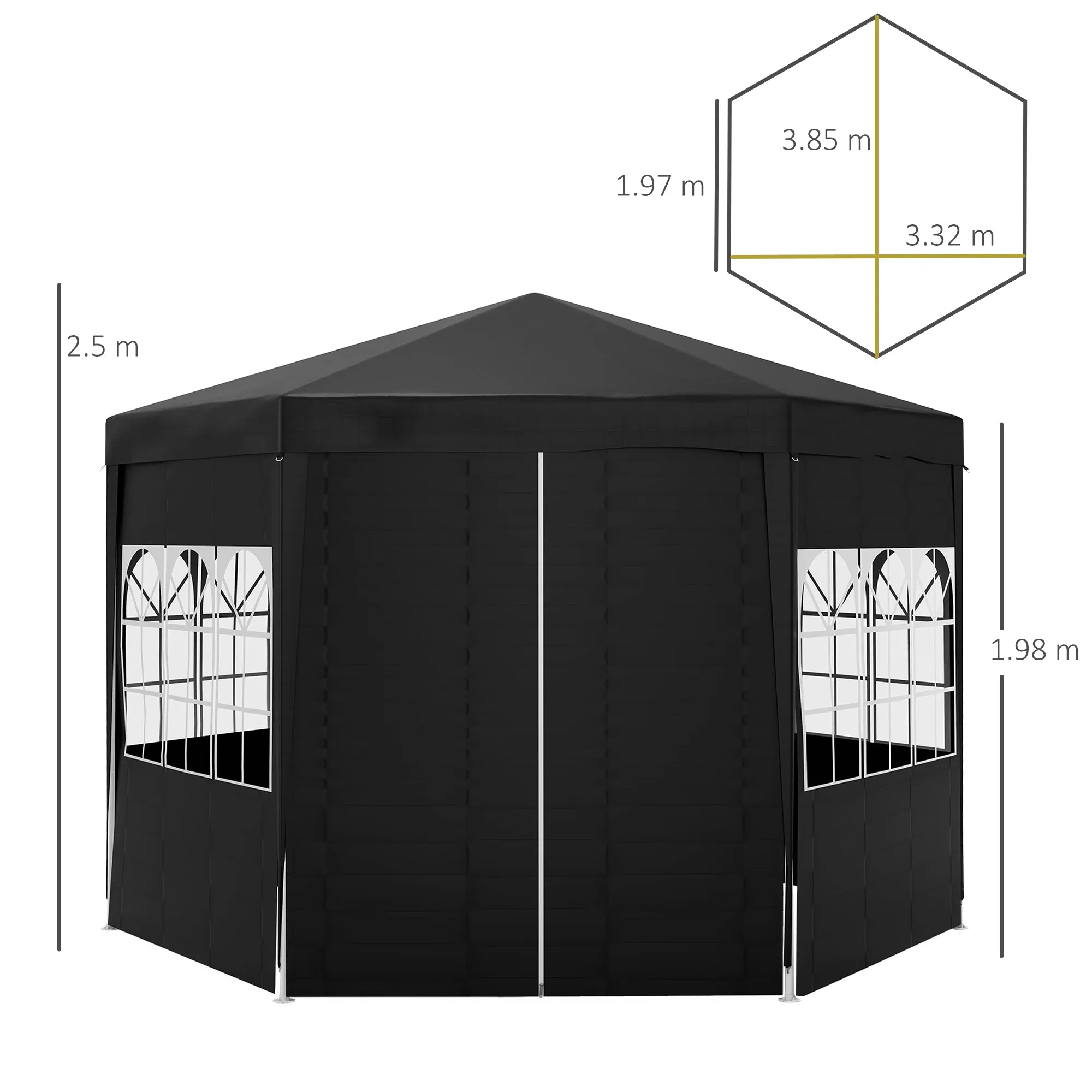 4 m Party Tent Wedding Gazebo Outdoor Waterproof PE Canopy Shade with 6 Removable Side Walls