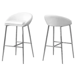 41" x 41" x 71.5" White Foam Metal Leather Look  Barstool set of 2