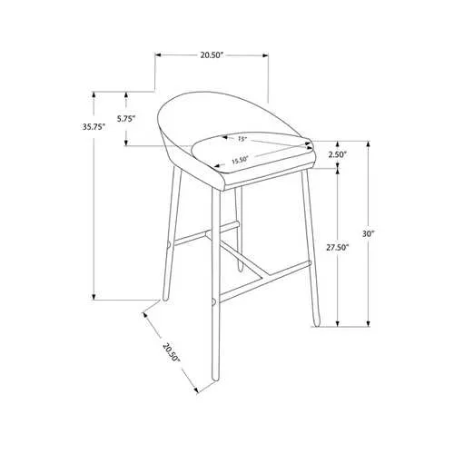 41" x 41" x 71.5" White Foam Metal Leather Look  Barstool set of 2