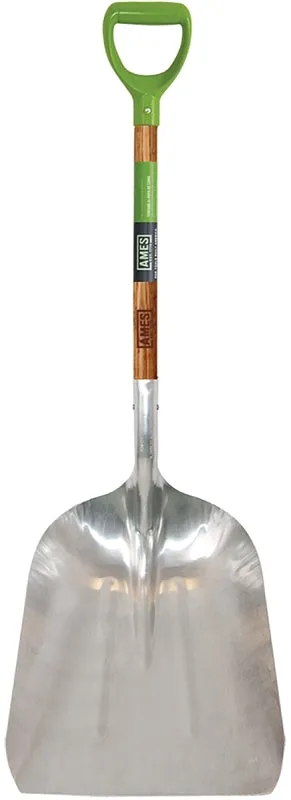 Ames 2672400 Scoop Shovel, 15-1/2 in W Blade, 11-1/2 in L Blade, Aluminum Blade, Northern Hardwood Handle, 46 in OAL :EA: QUANTITY: 1