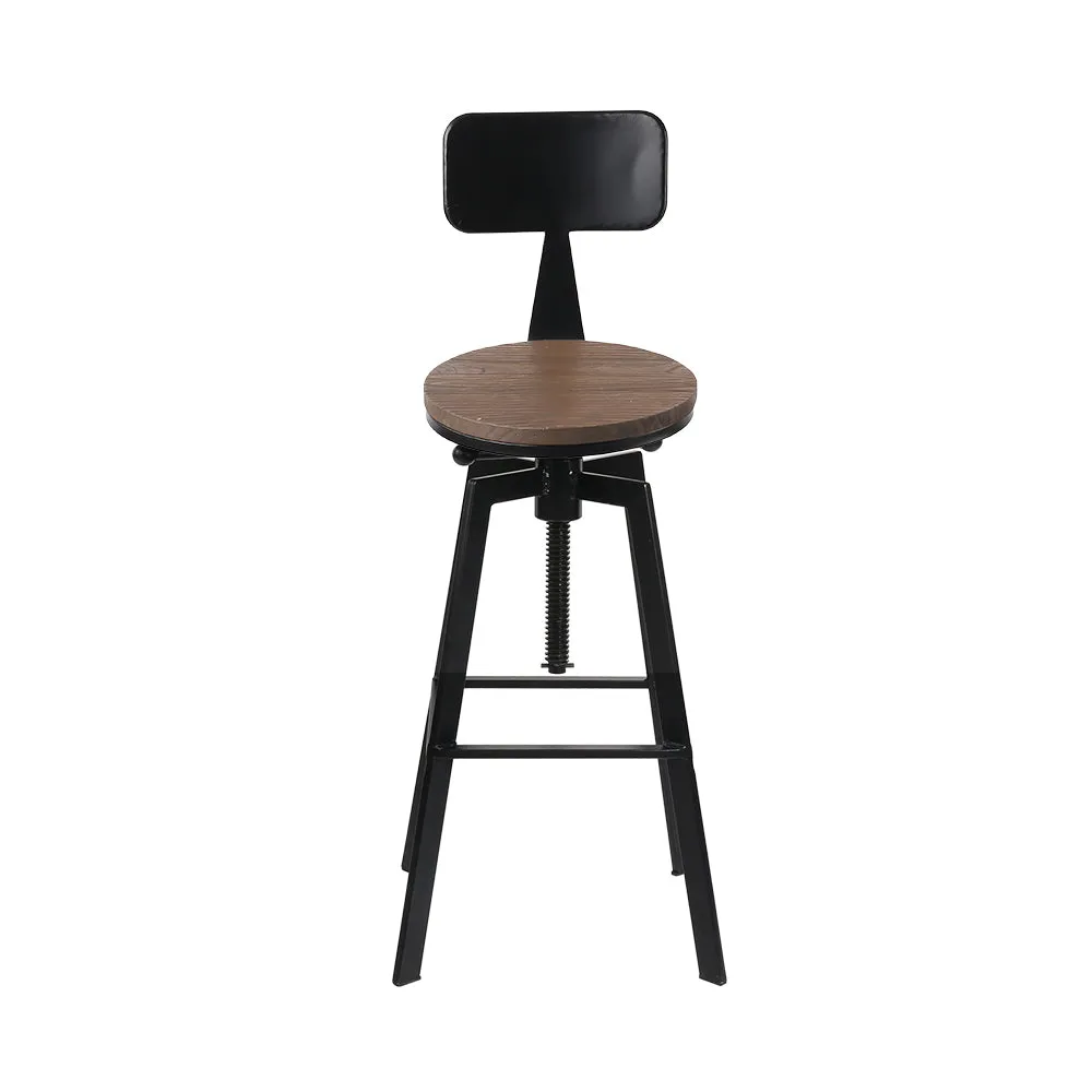 Artiss 2x Bar Stools Adjustable Wood Stool w/Backrest