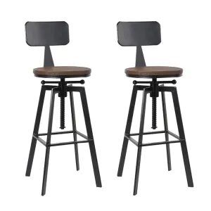 Artiss 2x Bar Stools Adjustable Wood Stool w/Backrest