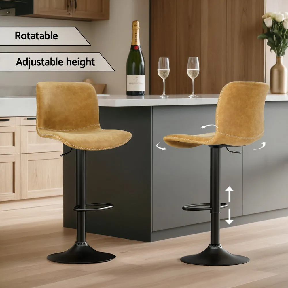 Artiss 2x Bar Stools Kitchen Swivel Bar Stool Gas Lift Chairs Barstools Brown