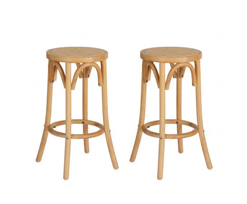 Artiss 2x Bar Stools Rattan Seat Wooden