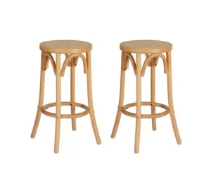 Artiss 2x Bar Stools Rattan Seat Wooden