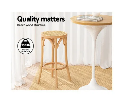 Artiss 2x Bar Stools Rattan Seat Wooden