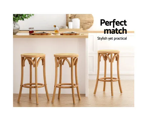 Artiss 2x Bar Stools Rattan Seat Wooden