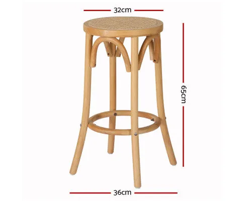 Artiss 2x Bar Stools Rattan Seat Wooden