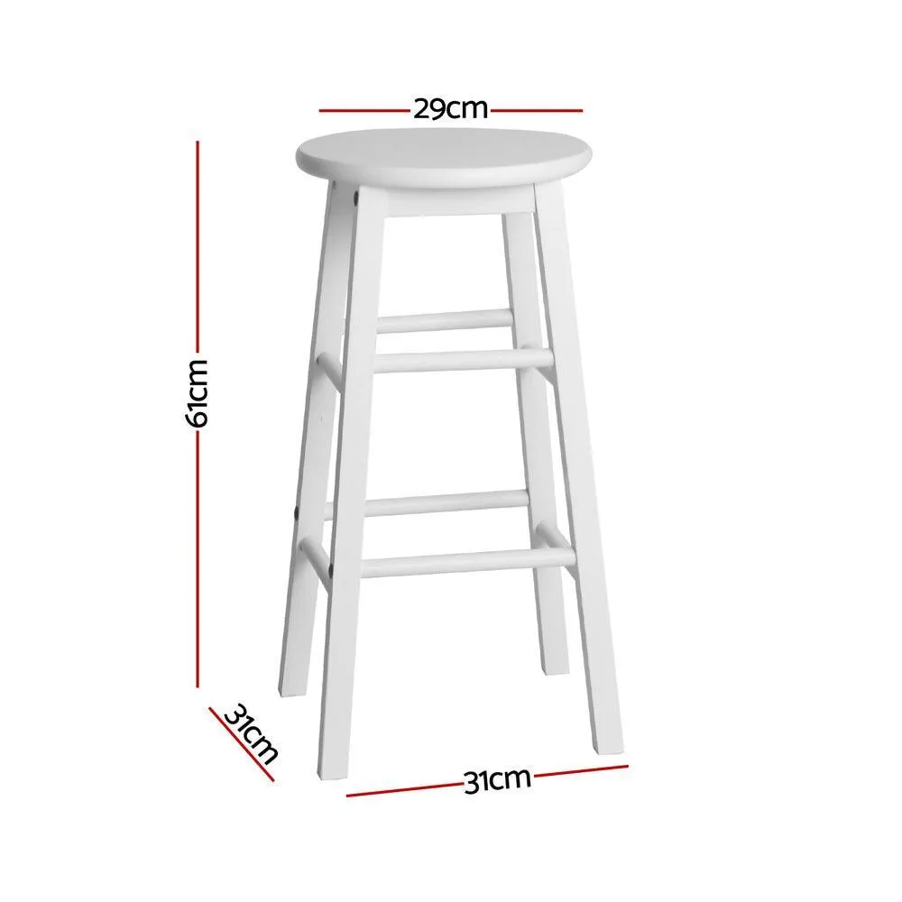 Artiss Set of 2 Beech Wood Backless Bar Stools - White