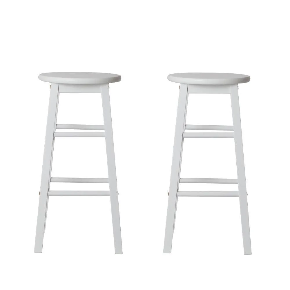 Artiss Set of 2 Beech Wood Backless Bar Stools - White