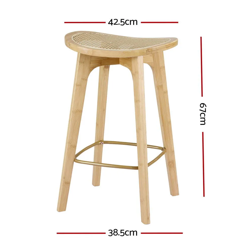 Bamboo Rattan Bar Stools with Footrest, 67cm - Artiss