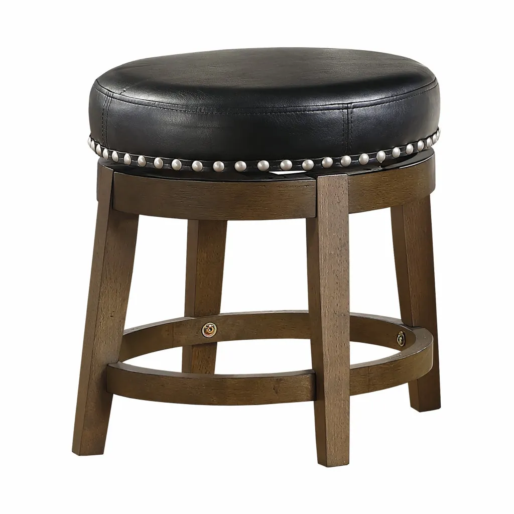 Bara 20 Inch Swivel Dining Stool, Round Faux Leather, Brown, Set of 2 By Casagear Home