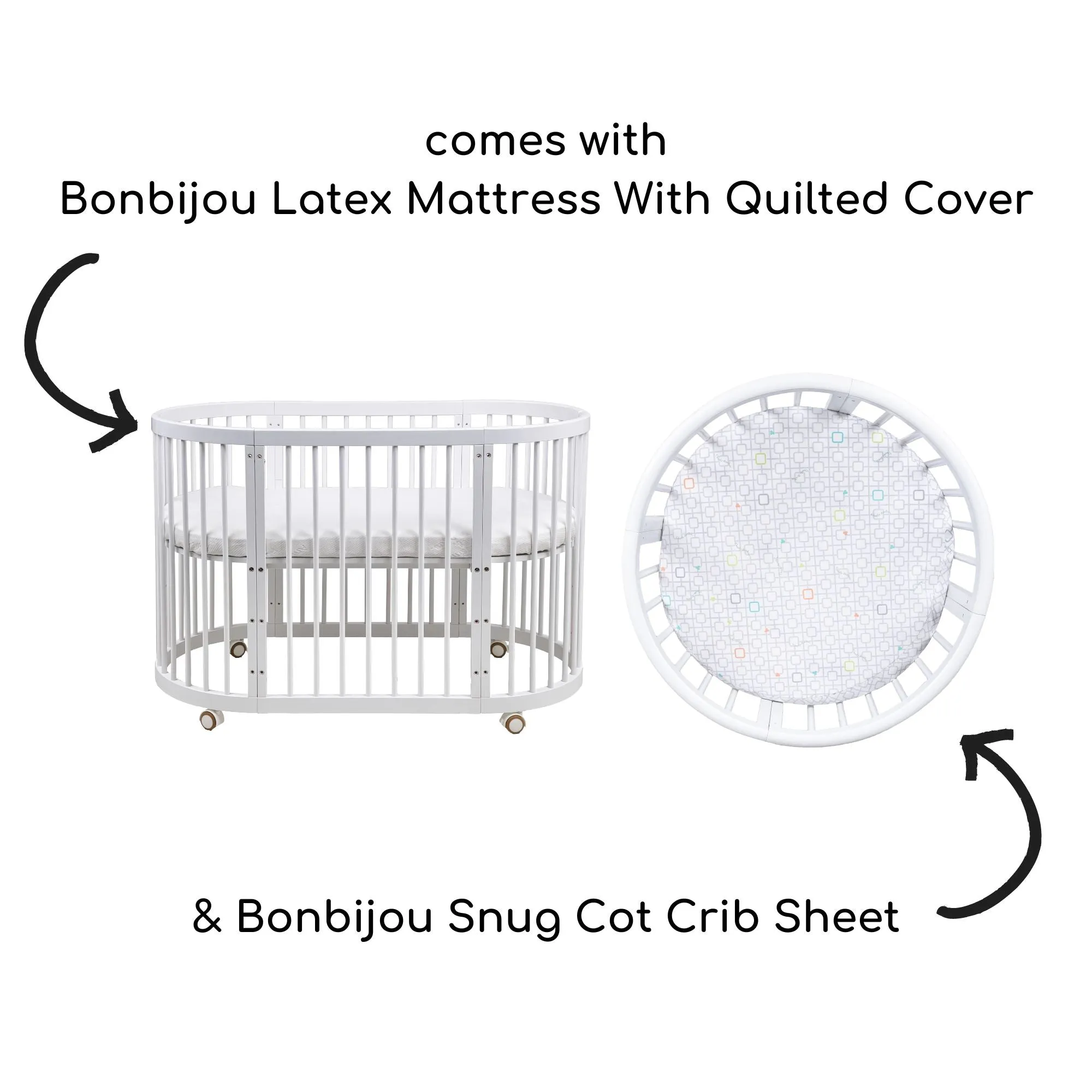 Bonbijou Doozy 7-In-1 Convertible Baby Cot