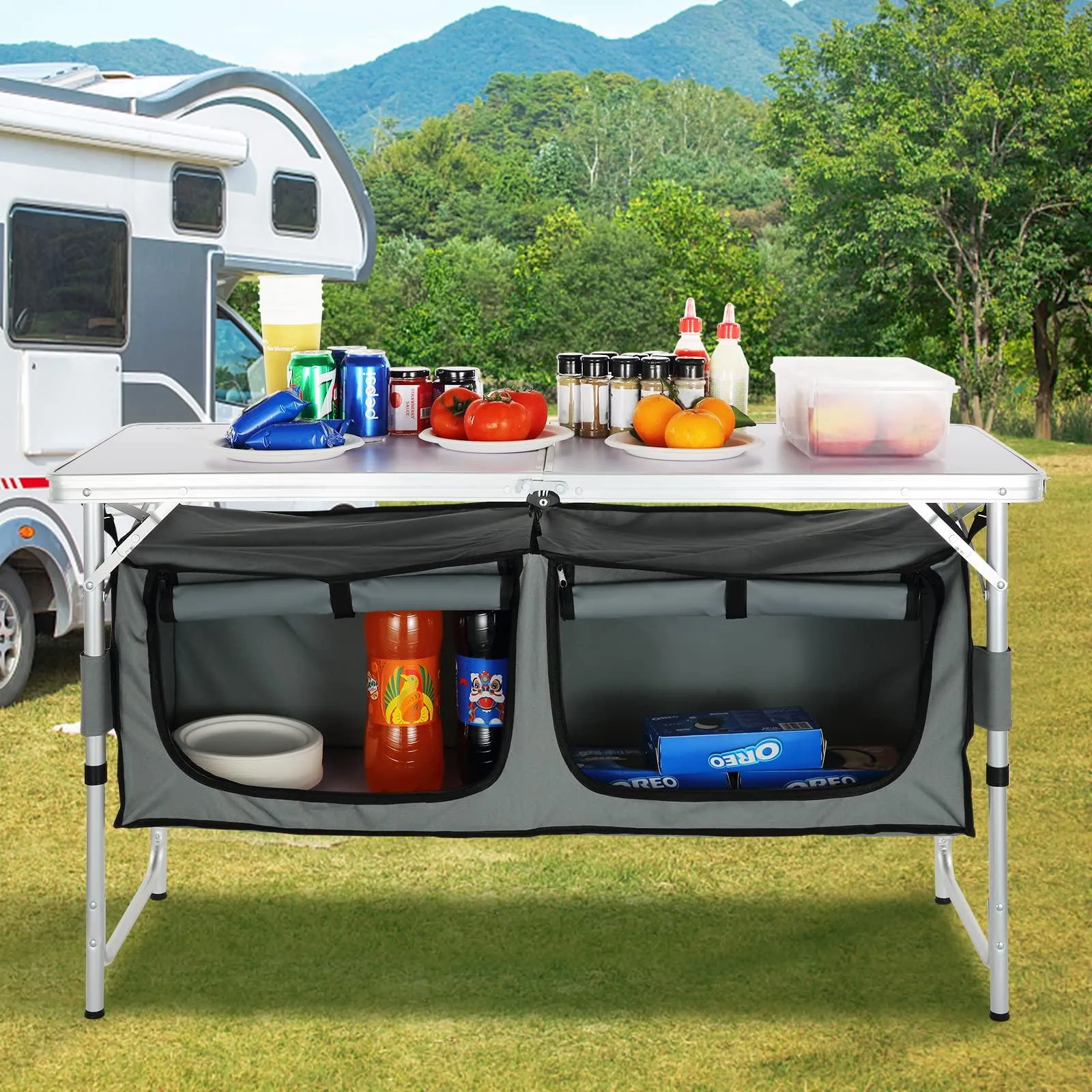 Camping Kitchen Table, Quick Set-up Folding Camping Table.