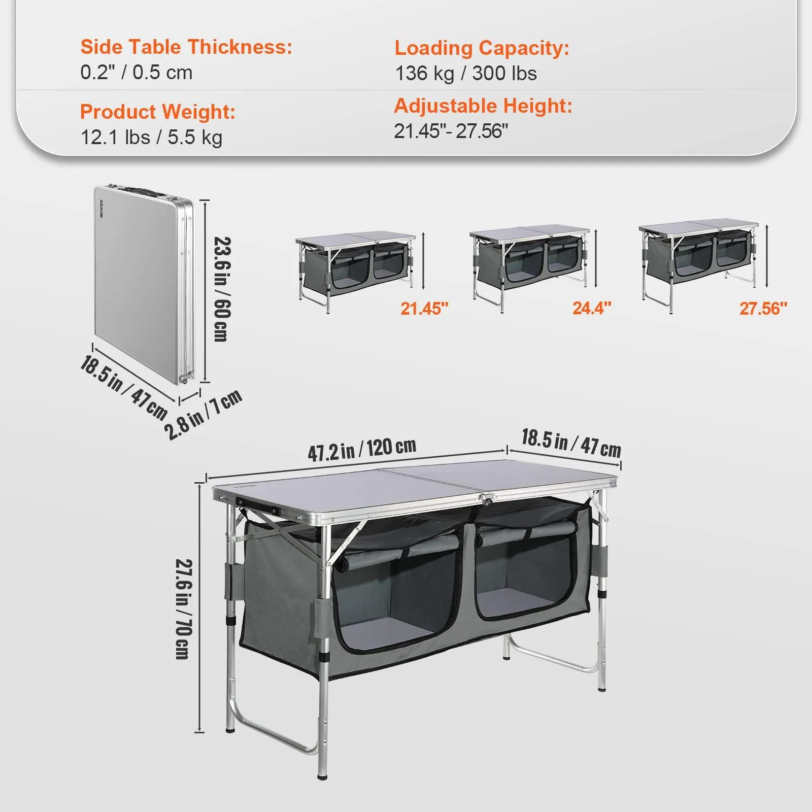 Camping Kitchen Table, Quick Set-up Folding Camping Table.