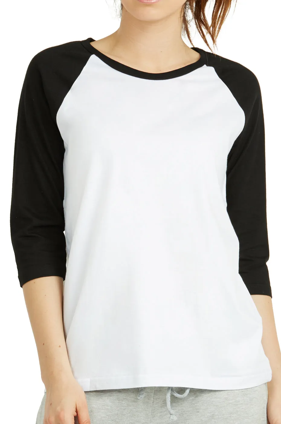 COTTONBELL LADIES BASEBALL TEE (LBT001C_WH/BK)