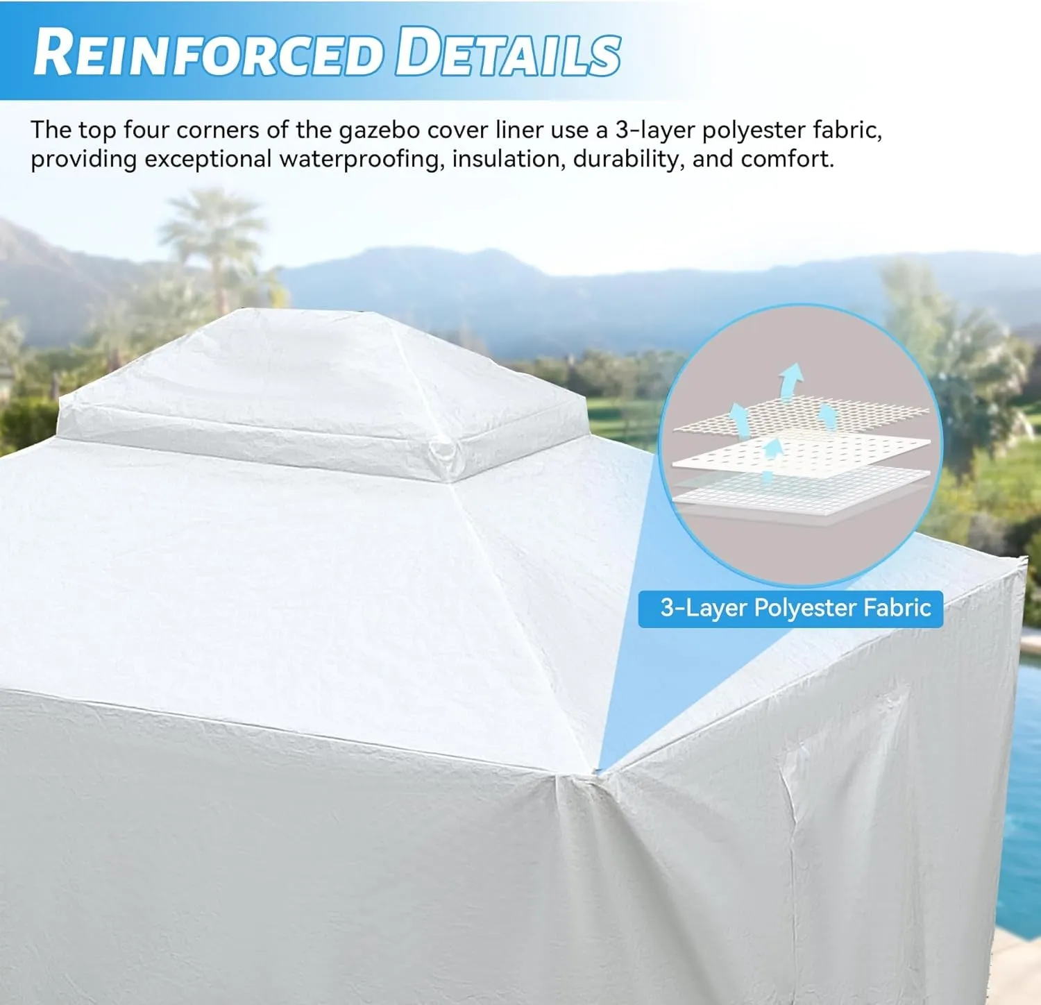 Domi 10’X12’ Gazebo Cover for Hardtop Gazebos, Outdoor Universal Winter Gazebo Cover with Sidewalls and Mesh Windows, All Season Waterproof Enclosed Gazebo Cover, White