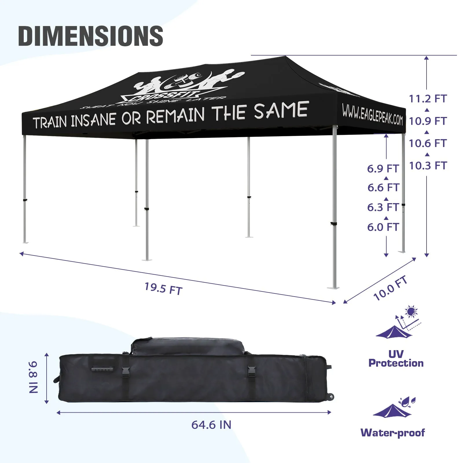 EAGLE PEAK 40mm Hex Leg Aluminum Custom Commercial Canopy Tent 10x20  - CLICK TO CONFIGURE - Package Prices Start at $1199.00