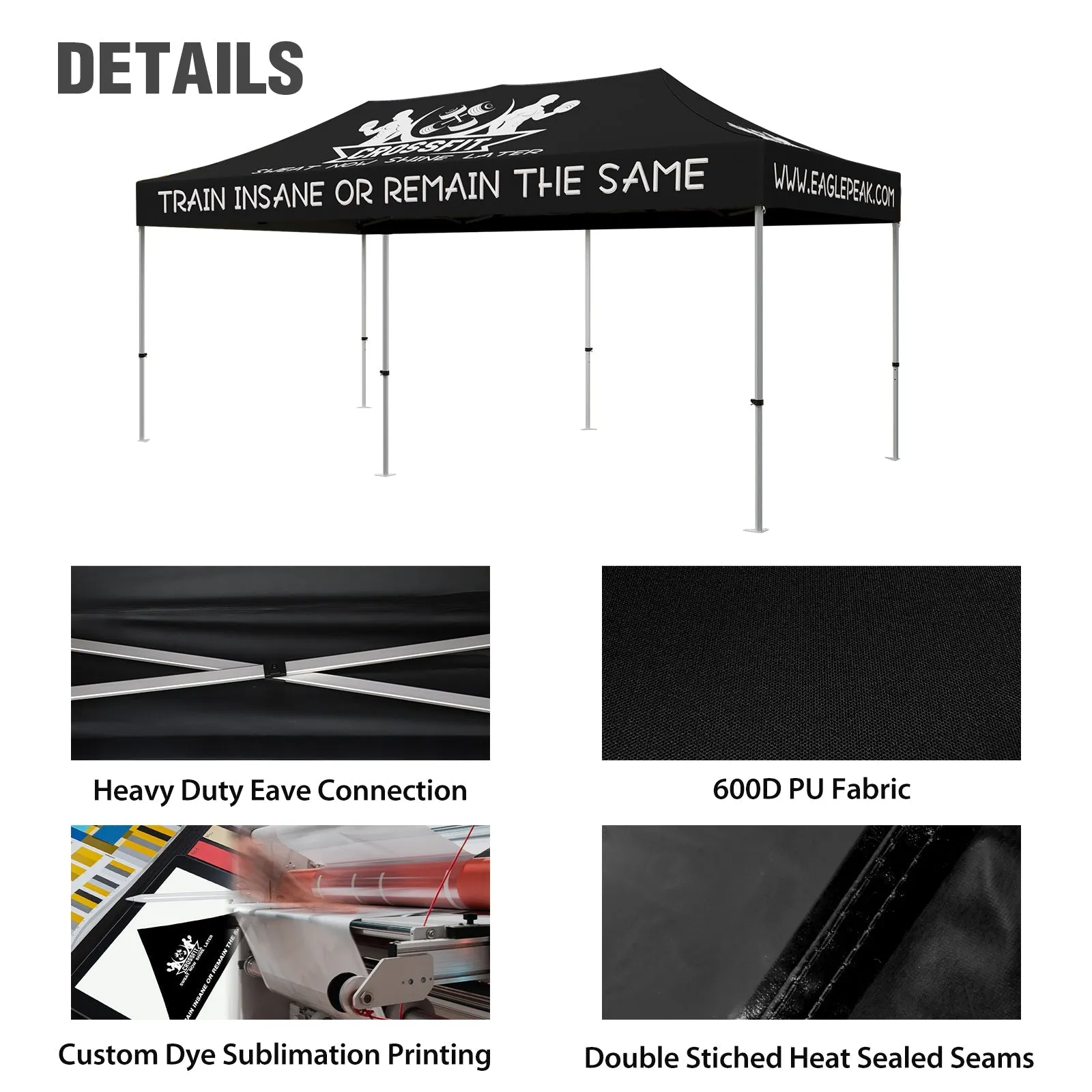 EAGLE PEAK 40mm Hex Leg Aluminum Custom Commercial Canopy Tent 10x20  - CLICK TO CONFIGURE - Package Prices Start at $1199.00