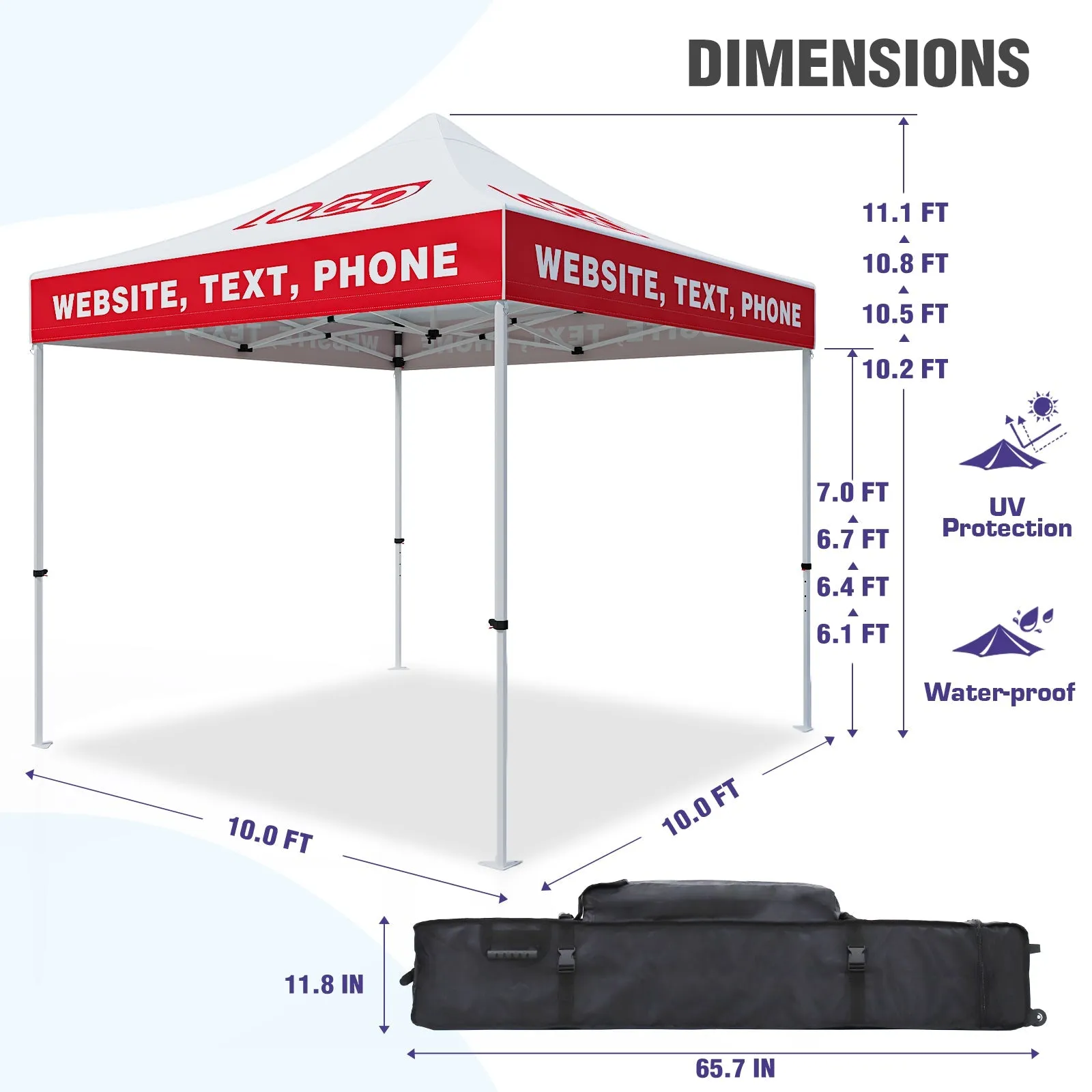 EAGLE PEAK ALX4010 40mm Aluminum Hex Leg Custom Commercial Canopy Tent 10x10 - CLICK TO CONFIGURE - Package Prices Start at $789.00