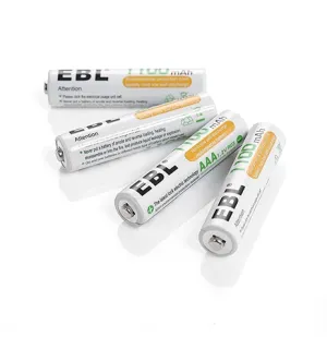 EBL LN-8122 1.2V AAA 1100mAh High Power Rechargeable Battery with Included Carrying Case for Portable and Emergency Electronics (Pack of 4)