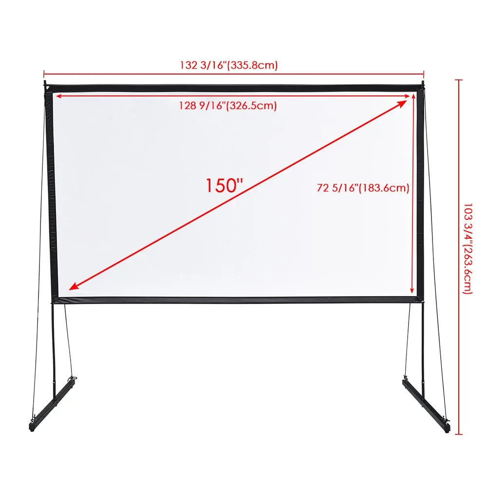 Ecom Portable Freestand Front Projector Screen w/ Legs 150" 16:9