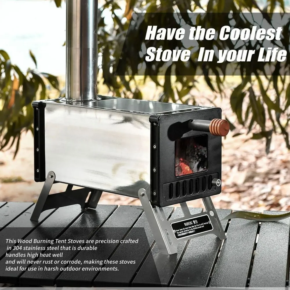 essential Portable Camping Wood Stove Ultralight Mini Stainless Steel Outdoor BBQ Cooking