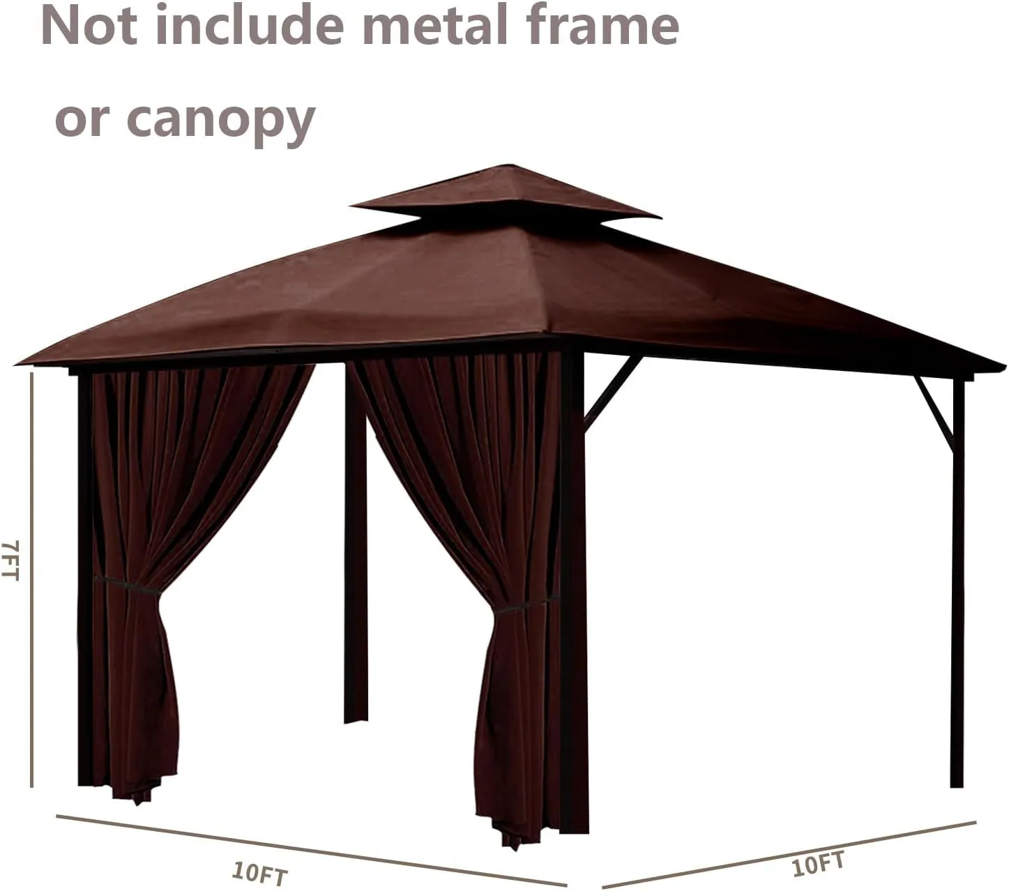 Gazebo Privacy Curtain with Zipper Side Wall Universal Replacement for 10' X 10' Gazebo, Patio, Outdoor Canopy, Garden and Backyard,Coffee Brown (1-Panel Curtain Only)