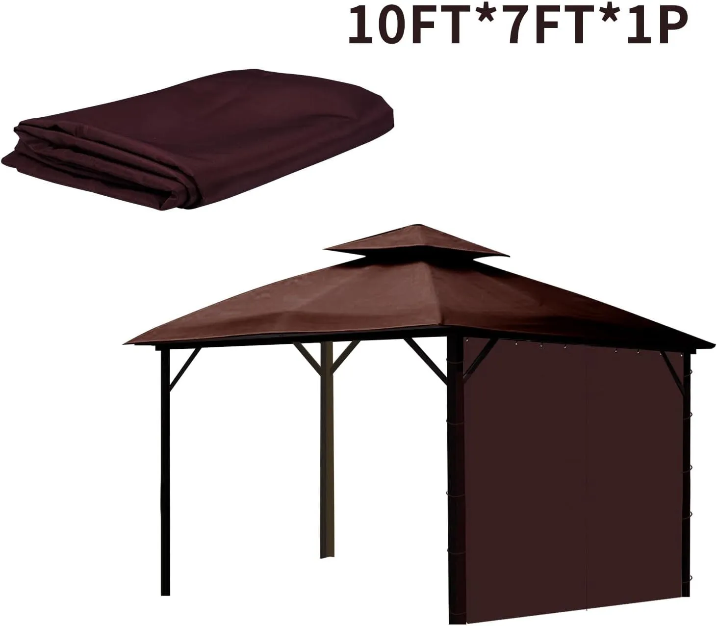 Gazebo Privacy Curtain with Zipper Side Wall Universal Replacement for 10' X 10' Gazebo, Patio, Outdoor Canopy, Garden and Backyard,Coffee Brown (1-Panel Curtain Only)