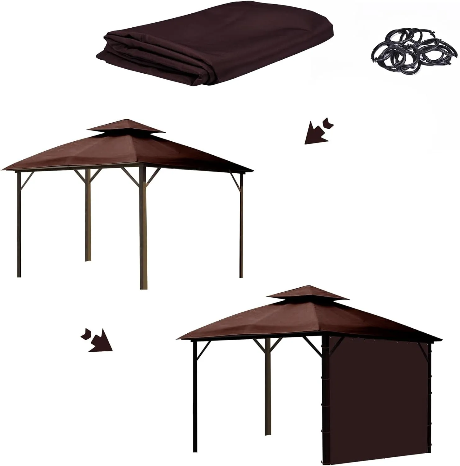 Gazebo Privacy Curtain with Zipper Side Wall Universal Replacement for 10' X 10' Gazebo, Patio, Outdoor Canopy, Garden and Backyard,Coffee Brown (1-Panel Curtain Only)