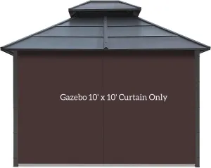 Gazebo Privacy Curtain with Zipper Side Wall Universal Replacement for 10' X 10' Gazebo, Patio, Outdoor Canopy, Garden and Backyard,Coffee Brown (1-Panel Curtain Only)