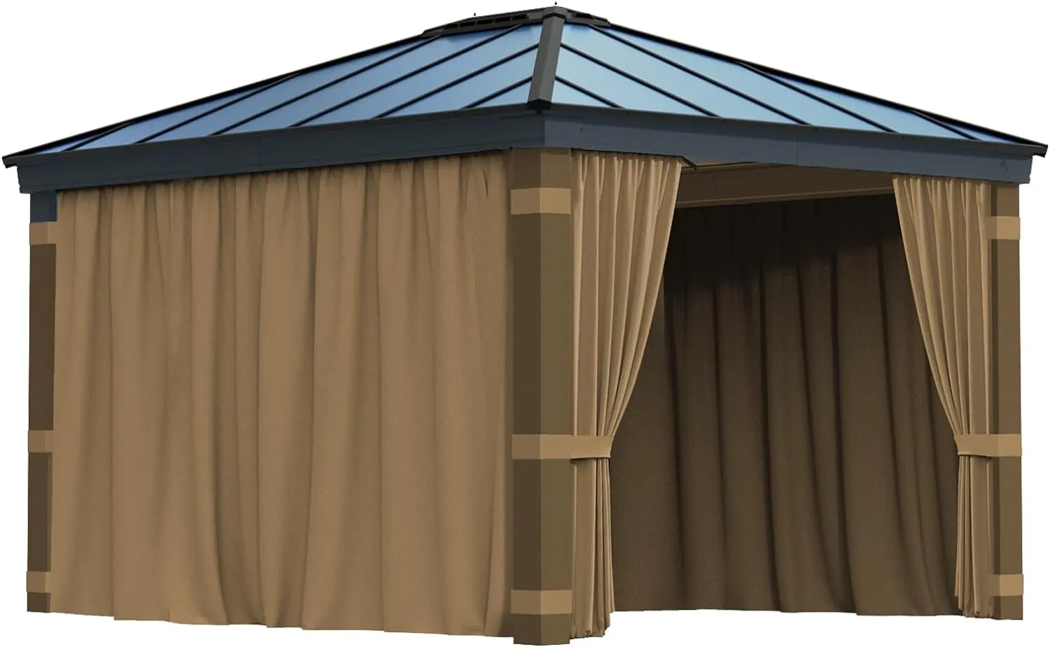 Gazebo Privacy Curtains 10' X 12' with Zipper 4-Panels Side Wall Universal Replacement for Patio, Outdoor Canopy, Garden and Backyard (Curtain Only)