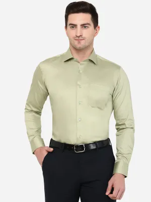 Green Solid Slim Fit Formal Shirt | Metal