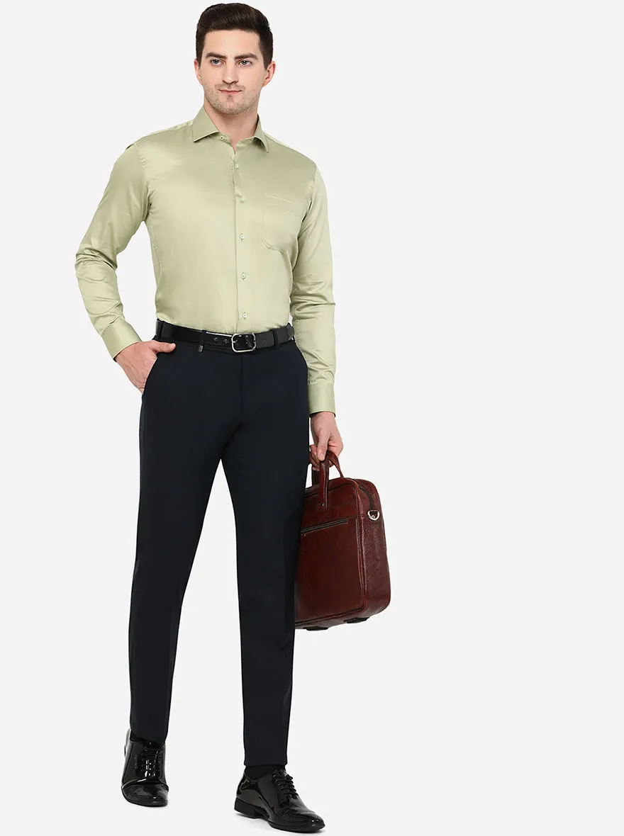 Green Solid Slim Fit Formal Shirt | Metal