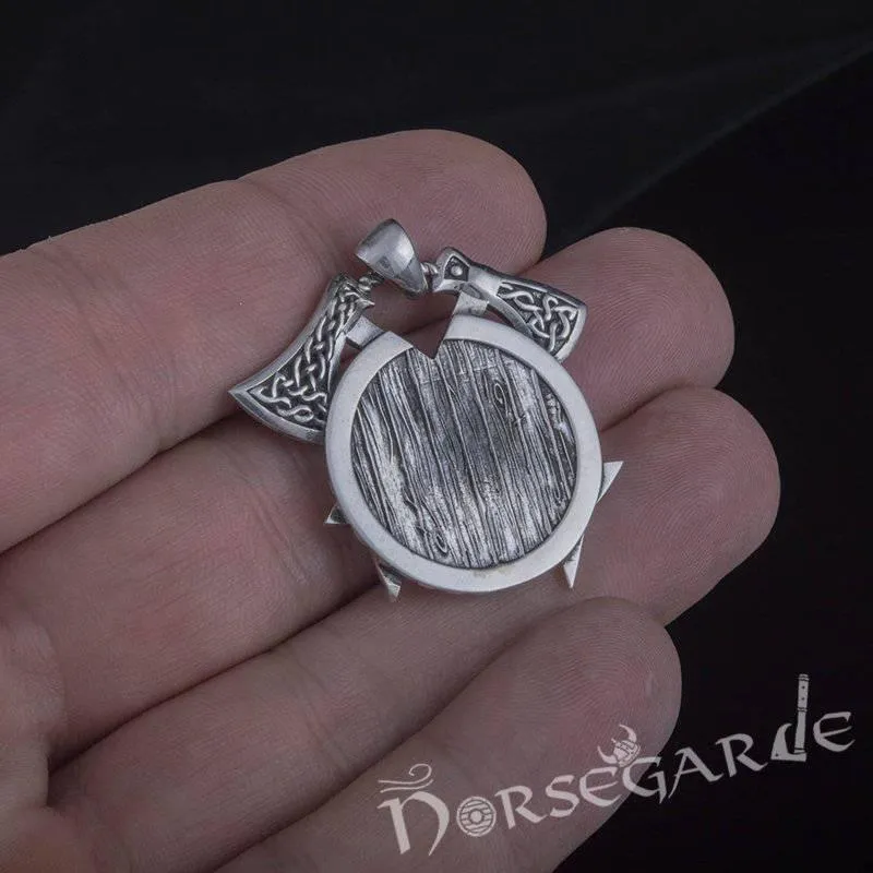 Handcrafted Celtic Axes and Shield Pendant - Sterling Silver