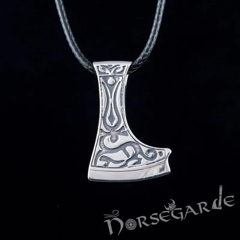 Handcrafted Deer Ornament Perun's Axe Pendant - Sterling Silver