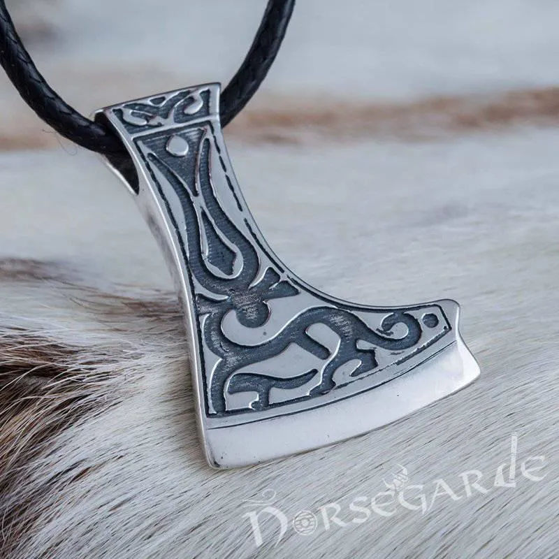 Handcrafted Deer Ornament Perun's Axe Pendant - Sterling Silver