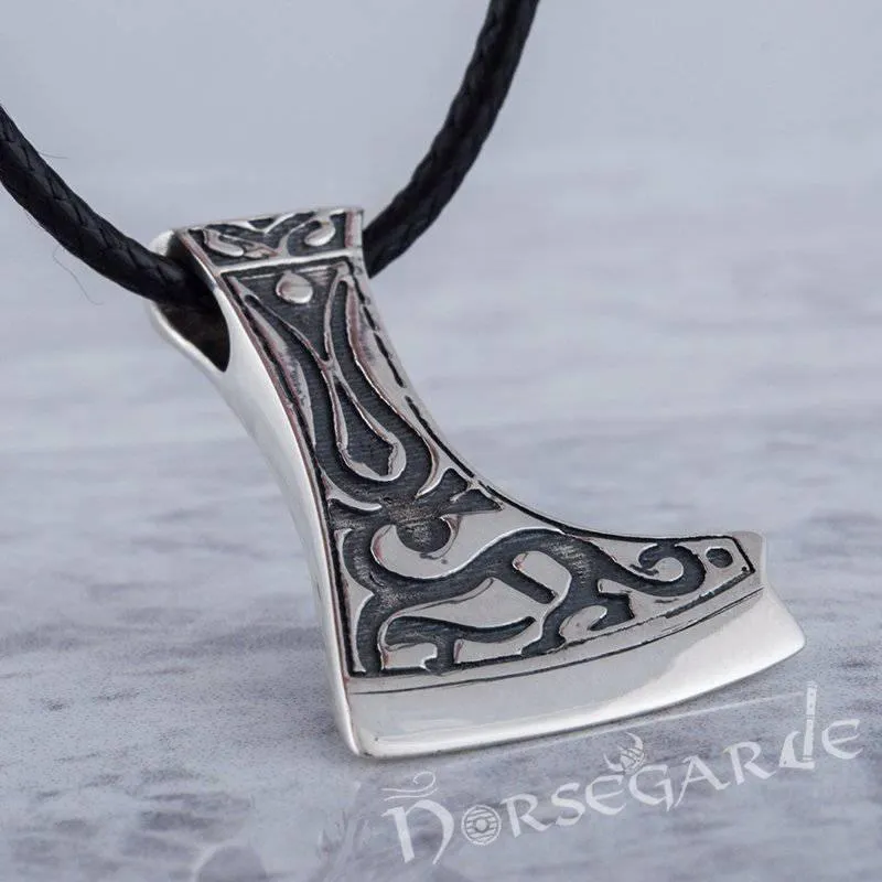 Handcrafted Deer Ornament Perun's Axe Pendant - Sterling Silver