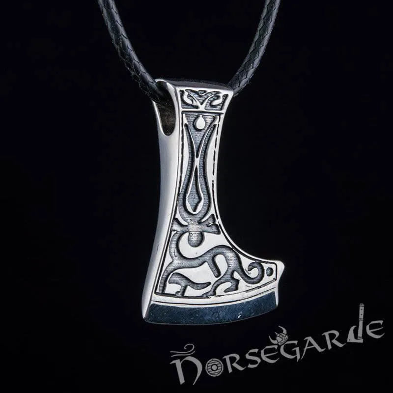 Handcrafted Deer Ornament Perun's Axe Pendant - Sterling Silver